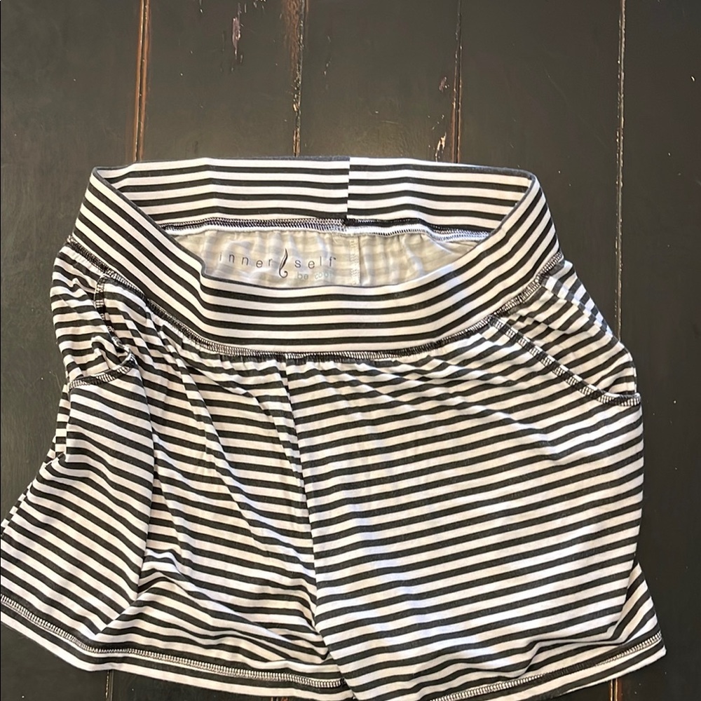 Black and White Striped Comfy Shorts with Relaxed Stretchy Waistband